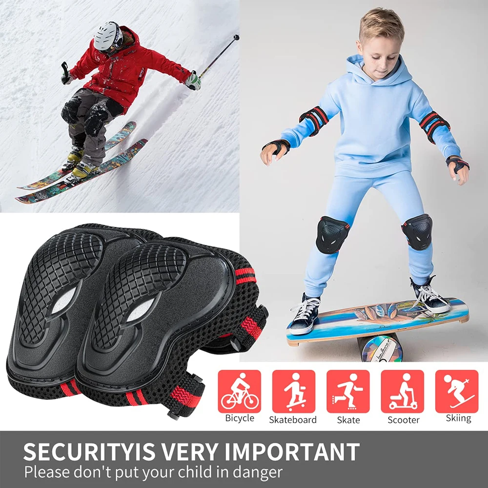 Youth Cycling Gear - 6 pezzi ginocchiere per ragazzi/bambini gomitiere